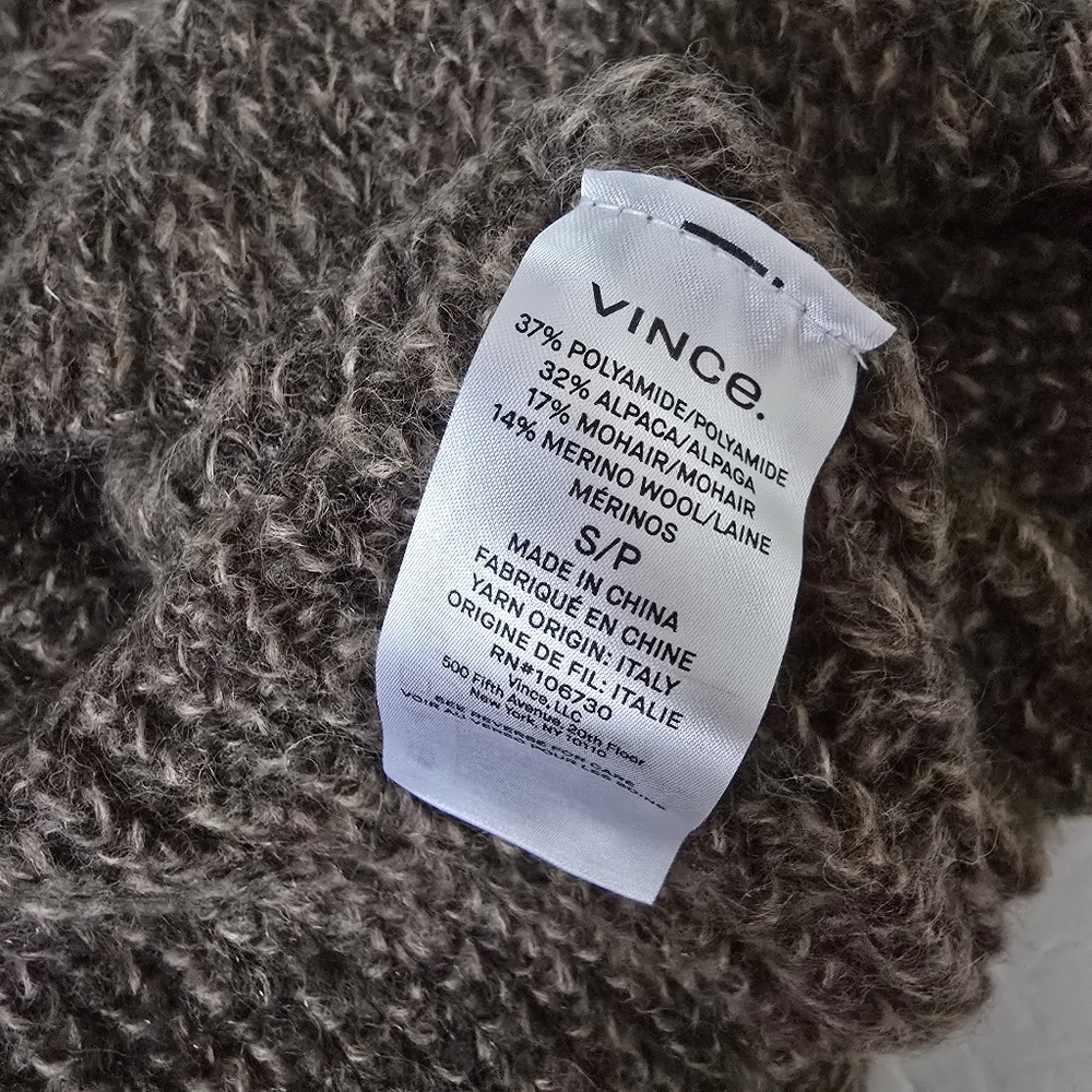 VINCE V-neck Knitted Wool Blend Sweater Size S Small Brown - Picture 6 of 7